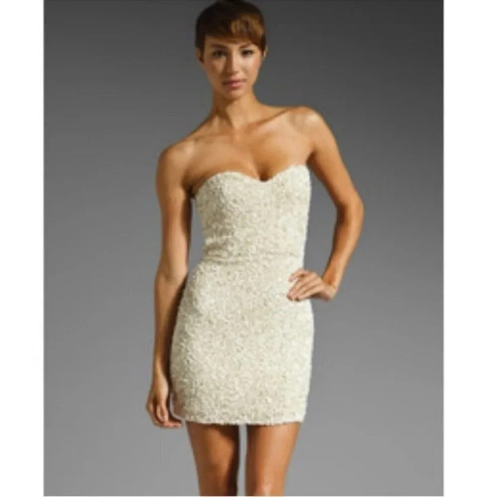 Parker Embellished Sequin Mini Dress in Ivory